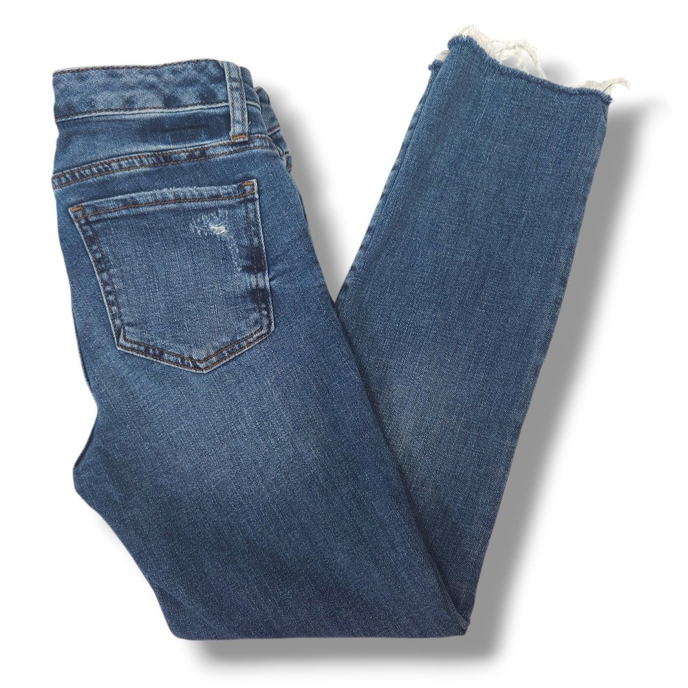 Kut From‎ The Kloth Reese Ankle Straight Crop Jeans Raw Hem Distressed Denim 2